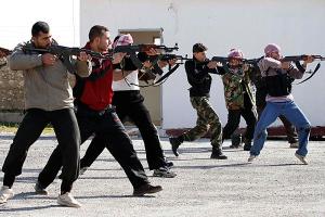 Syrian rebels in training exercises
